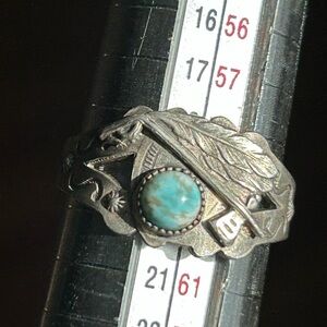 Vintage Sterling Silver and Turquoise Adjustable Ring size 9
